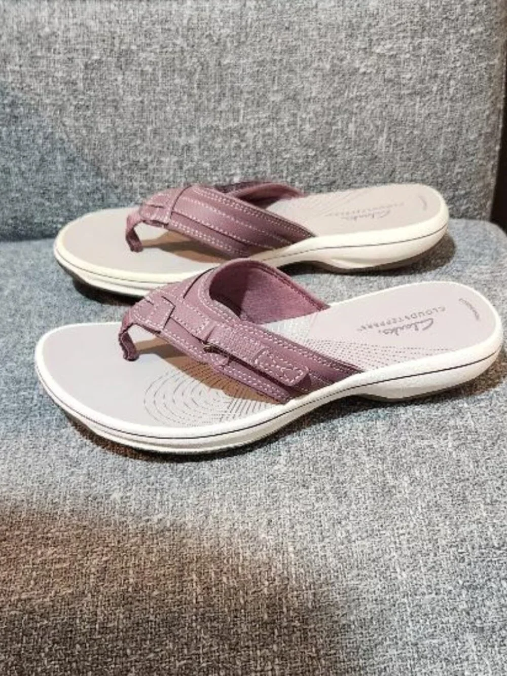 Clarks Cloudsteppers Breeze Sea Sandals Purple - Picture 3 of 6